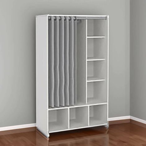 Dmora - Gran Armario Roselle, Muebles de dormitorio, Vestidor, Armario de ropa, 105x48 h180 cm, Blanco y Gris (1/5)