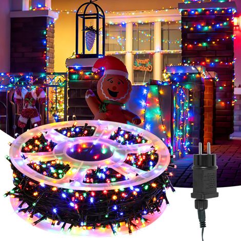 Jiubiaz Catena luminosa LED 50m 500LED con 8 modalità catena esterna per interno Natale matrimonio festa giardino decorazione multicolore (1/5)