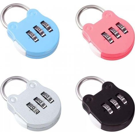 Lot de 4 cadenas à 3 chiffres pour bagages, cadenas pour petite valise, cadenas à code pour avion, cadenas à combinaison pour bagages d'extérieur, valise de voyage, sac, salle de sport, casier (4 coul (1/5)