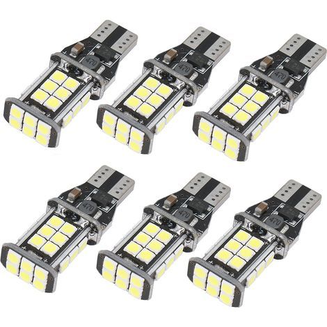 Pack de 6 ampoules LED pour feux de recul 921 912 extrêmement lumineuses, 1 100 lumens, Canbus sans erreur, ille T15 906 W16W, 21 pièces Chipset 3020PX, feux de recul uniquement, blanc xénon 6000K, (1/5)