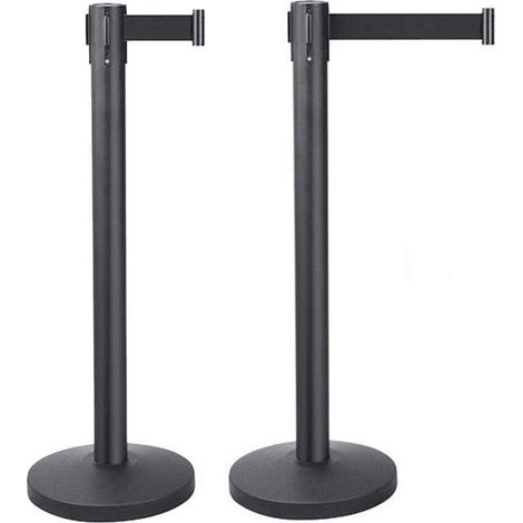 Yaheetech 2 Paletti Delimitazione Spazi Colonnine Segnapercorso con 2 Nastri Retrattili Estensibile 2 Metri Altezza 92 cm Transenne Eliminacode Separacode Neri (1/5)