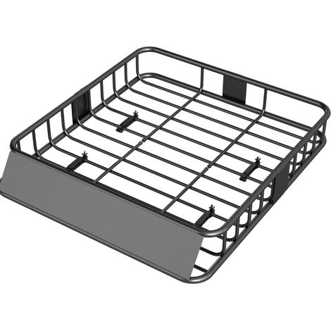 Panier de toit universel en acier avec déflecteur, charge jusqu'à 90,7 kg, dimensions 110,5 x 99,5 x 18,5 cm, noir (1/5)