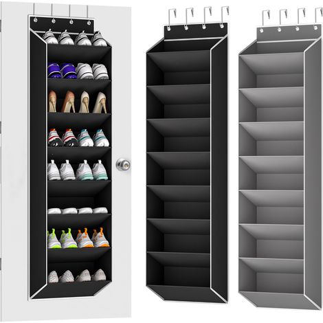 LEDANDER Étagère à chaussures suspendue à 8 niveaux pour porte de placard – Sacs de rangement multi-poches pour chaussures et accessoires 2 pièces (noir+gris) (1/5)
