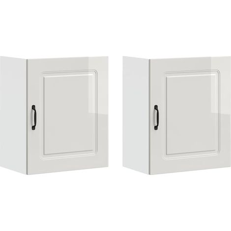 Maison Exclusive - Pensili da cucina 2 pz Kalmar in Legno Multistrato Bianco Lucido
