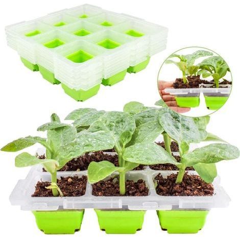 PA Plateaux de semis réutilisables et durables, caisses de semis pour serres d'intérieur, adaptés aux plantes de jardin. (1/4)