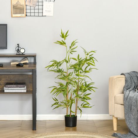 Plante artificielle d'intérieur de 120 cm en pot, avec 336 feuilles. Faux bambou réaliste pour l'intérieur et l'extérieur. (1/5)