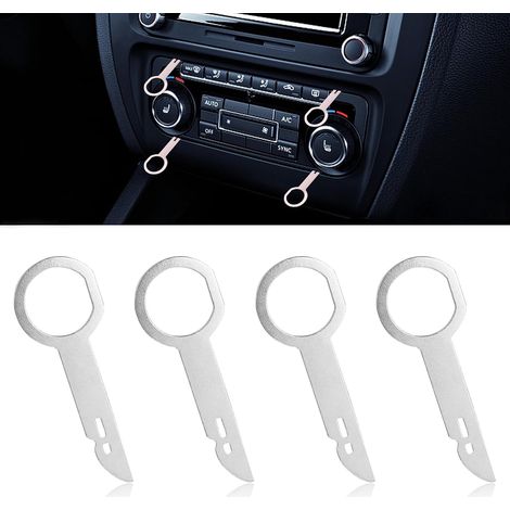 Lot de 4 outils de démontage de garnitures automobiles, kit d'outils de démontage de garniture de voiture, outil de démontage de radio, kit de retrait de fixations intérieures de voiture, kit d'outils (1/5)