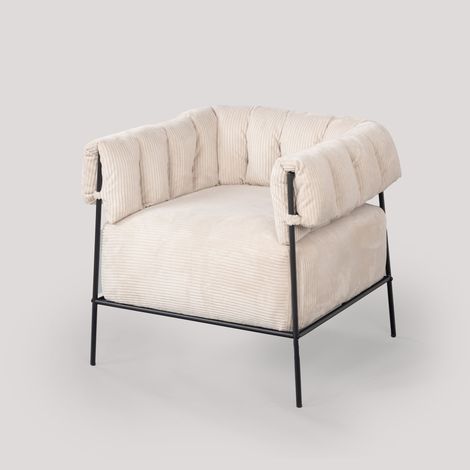 MEUBLES COSY Sessel, Armlehnstuhl, gerippter Stoff, Industriestil, beige