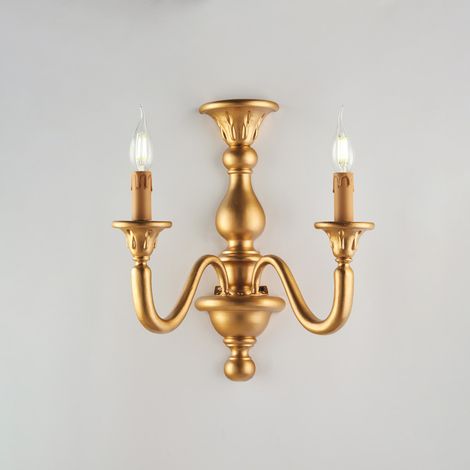 Applique Contemporanea Lucca Legno Oro 2 Luci E14 (1/2)
