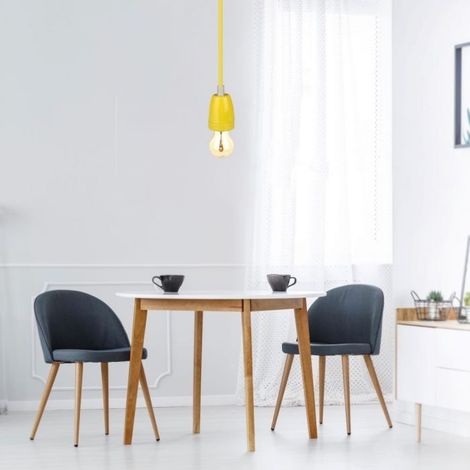 V-TAC VT-7998 Lampadario pendente 1mt E27 in porcellana Ф47mm cavo in corda colore giallo IP20 - SKU 3809