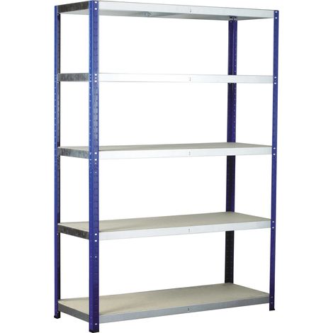 Système d'étagères en Aggloméré, acier galvanisé, 900mm x 600mm x 1800mm, charge 265kg, 5 niveaux ( Prix pour 1 )