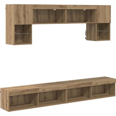 Meubles TV muraux, Armoires TV suspendues avec LED 6 pcs Chêne artisanal fr2802 - Maison La Vie