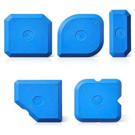 Lot de 5 outils de remplissage de joints en silicone bleu pour joints de cuisine et de salle de bain - Applicateur de mastic silicone multi-angle - Kit d'outils de calfeutrage pour joints et joints (1/5)