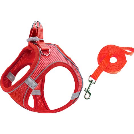 (XS, Rot) Weiches und atmungsaktives Mesh-Hundegeschirr, verstellbare reflektierende Weste für kleine und mittelgroße Hunderassen (1/3)