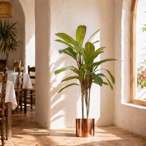 100cm Artificial Potted Dracaena Tropical Plant with Copper Metal Plater (1/5)