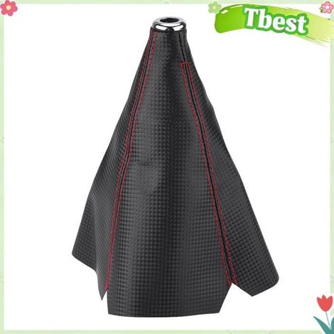 Couvercle de pommeau de levier de vitesse, cuir PU de style fibre de carbone avec points rouges, ajustement universel pour la (1/4)