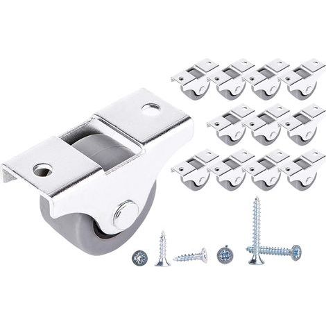 Lot de 12 petites roulettes en caoutchouc 25 mm pour meubles, non pivotantes, sans plastique, pour appareils et équipements (1/5)
