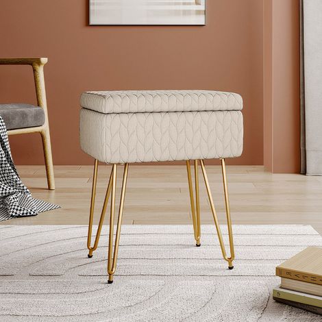Rectangle Upholstered Storage Ottoman Vanity Stool (1/5)