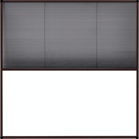 Moustiquaire plissée pour fenêtre anti-insectes cadre aluminium marron 120 x 120 cm (1/5)