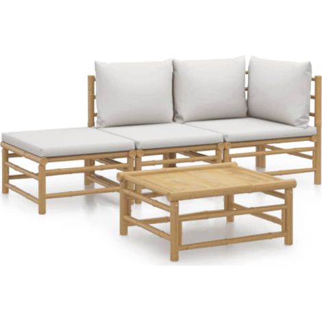 Maison Exclusive - 4-tlg. Garten-Lounge-Set mit Hellgrauen Kissen