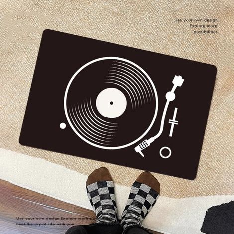 LAN Disque vinyle - 14 pouces 4060cm (terre de diatomées) Tapis de sol rétro en terre de diatomées, inspiré des cassettes audio et des disques vinyles. Tapis de salle de bain antidérapant, tapis de po (1/5)