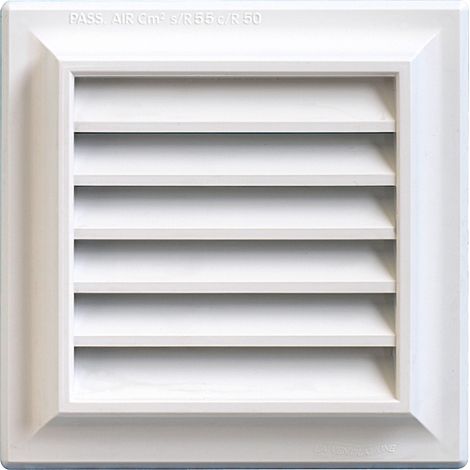 Grille ventilation PVC traditionnelle 140 x 140 mm avec moustiquaire - pose en applique - First Plast