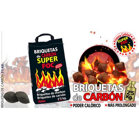 Briquettes Charbon Végétal 2.5kg Combustion Longue Durée Et Chaleur Uniforme - Super Foc (1/3)