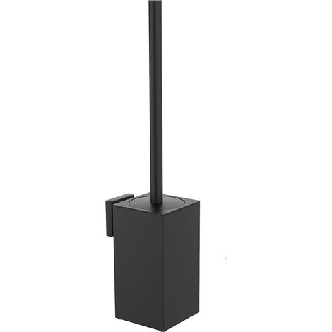 Brosse WC en acier inoxydable 304 avec support mural et porte-brosse WC(Square Black) (1/5)