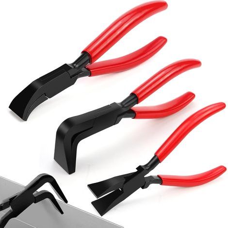 Set mit 3 kleinen Klappzangen (0-45 bis 90°) – Mini-Blechzangen – Fasenzangen – Breite Blechzangen (22 mm) – Dachdeckerwerkzeug zum Biegen und Glätten von Blechen (1/5)