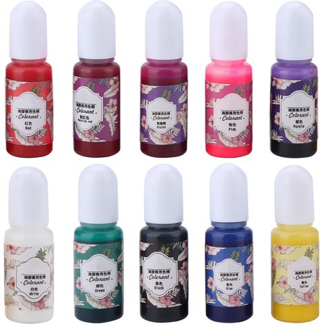 10 couleurs 10ml résine époxy UV coloration colorant colorant Pigment bricolage Art artisanat.
