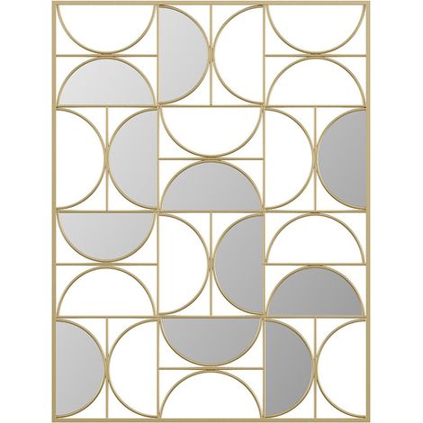 Specchio art déco destrutturato L.77 x H. 102 cm in Metallo Dorato - TAYAN