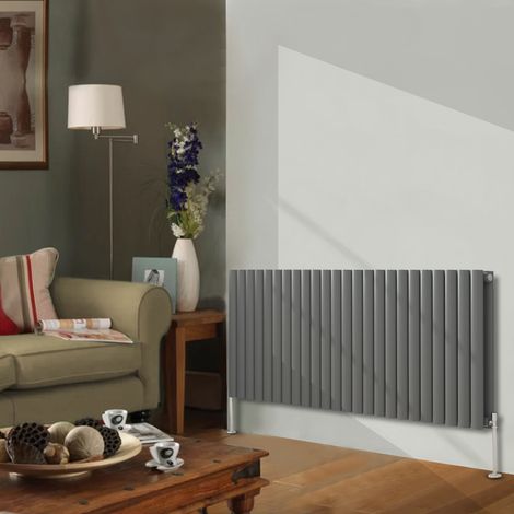 Designer Radiator 600x1416mm Double Oval Column Horizontal Anthracite (1/5)