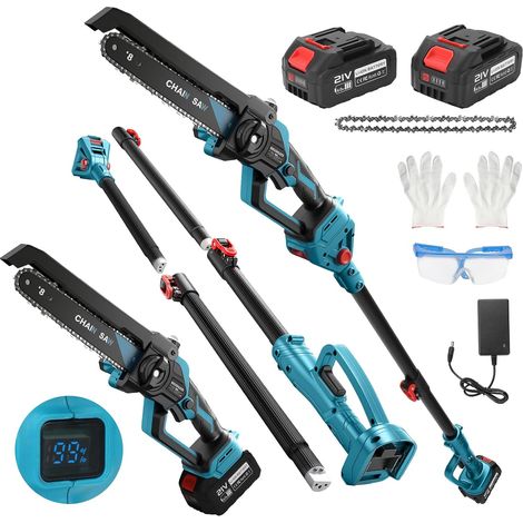 Tronçonneuse Électrique Compatible Avec 18v Lame 20Cm Moteur Sans Brosse, Huile Auto, 2 Batteries, Pour Bois De Jardin Et Coupe (1/5)
