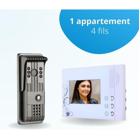Portier interphone vidéo PILI 4 Fils - 1 écran blanc