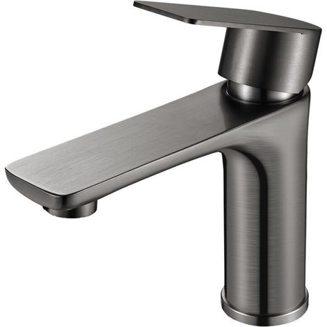 Einhebel-Waschtischarmatur mit ausziehbarer Brause, geräuscharmer Keramikschublade, Edelstahl, silberfarben (1/4)