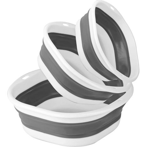 Bassin - Set de 3 bacs pliants - Bac à laver - Seau - Plateau - Plastique léger - Antidérapant - Pour cuisine camping extérieur - 3 tailles