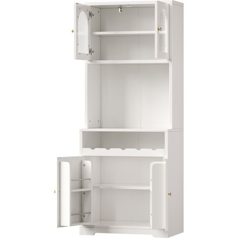 Vitrina alta blanca 180 cm con LED RGB y app, puertas de cristal, botellero, antivuelco (1/5)