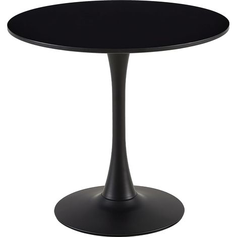 H.J Wedoo – Table à manger ronde 70 cm – Hauteur 73 cm – MDF noir avec pieds en métal – Pour 2 à 4 personnes – Design moderne pour cuisine et salon (1/5)