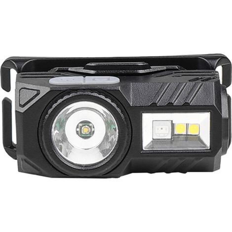 Linterna frontal LED recargable, 9 modos de iluminación, sensor de movimiento, función magnética (con clip).