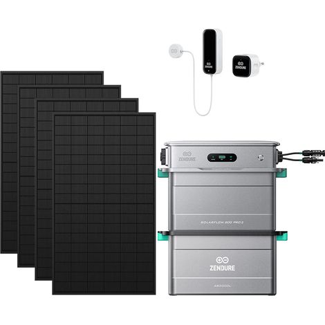 Zendure SolarFlow 800 Pro 2 – Balkonkraftwerk mit Speicher, 2640W Solar-Eingang, 1000W AC-Laden, 800W Ausgang, KI-Energiemanagement, mit AB2000L, mit Smart Meter D0, 4x450W Solarpanel
