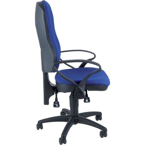 Chaise de bureau pivotante avec contact permanent, bleu, réglable de 420 à 550 mm, sans accoudoirs, capacité de charge 110 kg (1/4)