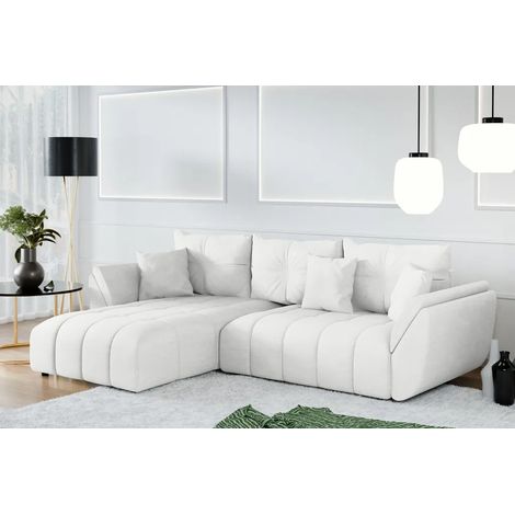 AX LIVING Ecksofa mit Schlaffunktion Verciani L Sofa Weiß 280 cm (1/5)