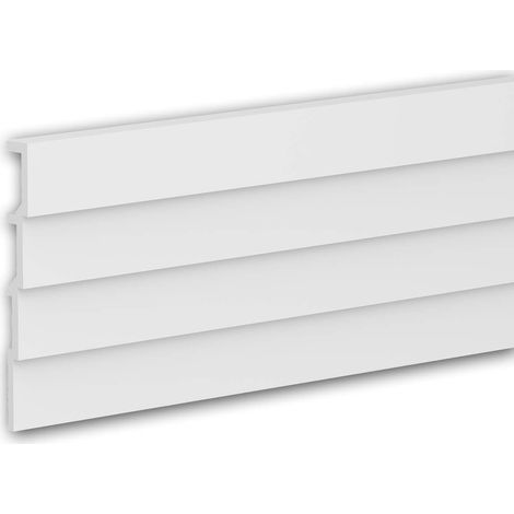 3d panneau mural Profhome 659805 Lambris mural Panneau acoustique Cimaise Frise Moulure en stuc Moulure décorative design moderne blanc 2 m (1/5)