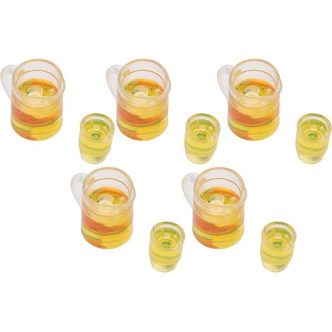 Ensemble de 5 tasses pour maison de poupée, joli design, en résine, bouteilles miniatures pour décorer des micro-paysages aux échelles 1:12 et 1:6. (1/5)