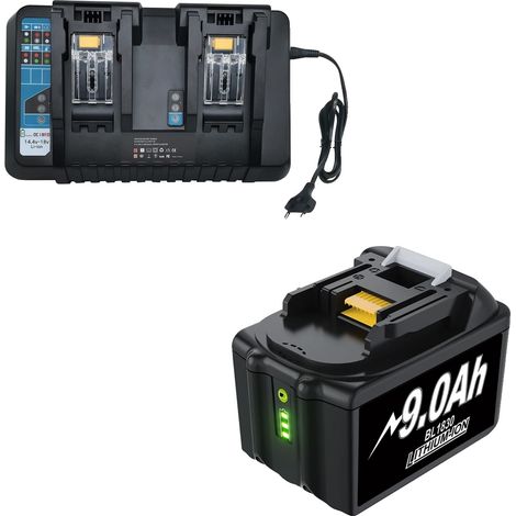 Batería, compatible con 18 V, alta capacidad de 9000 mAh, amarilla. (1/2)