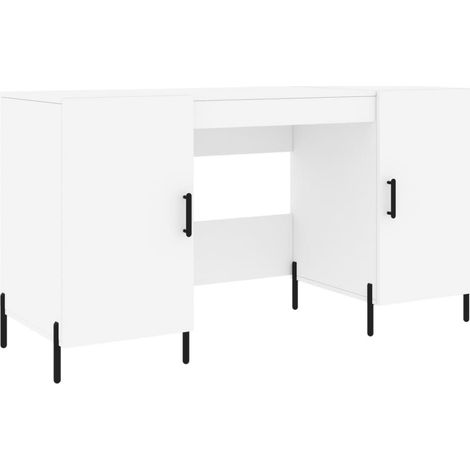 Bureau table poste de travail meuble d'ordinateur informatique étude 140 x 50 x 75 cm bois d'ingénierie blanc