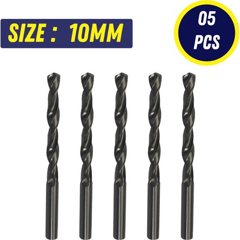 Dapetz ® 10Pcs x 10mm HSS Jobber Drill Bits, Black Twist Drill Bits for Stainless Steel Copper Aluminium Alloy Metal, Wood and Plastics DIN338 (1/5)