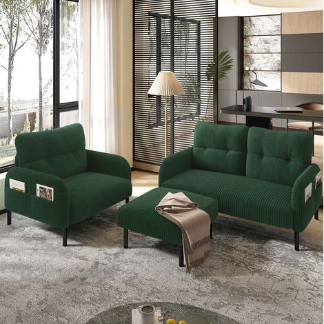 Set divano 2 posti con poltrona e pouf OKMYHOME (1/5)
