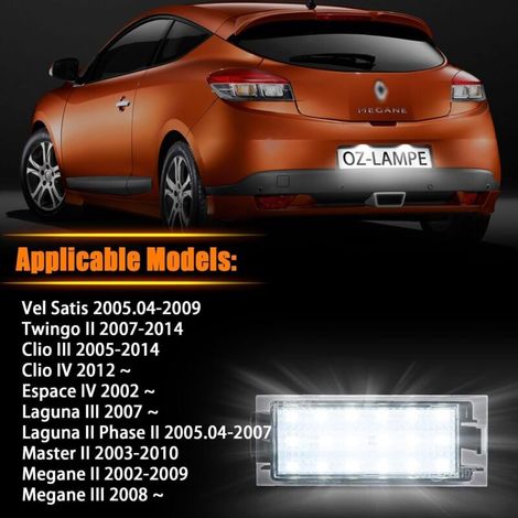 Lampade LED per targa compatibili con Renault: Clio 3-4, Megane 2-3, Espace 4, Laguna 2-3, Twingo 2, Vel Satis, Master 2 (1/3)