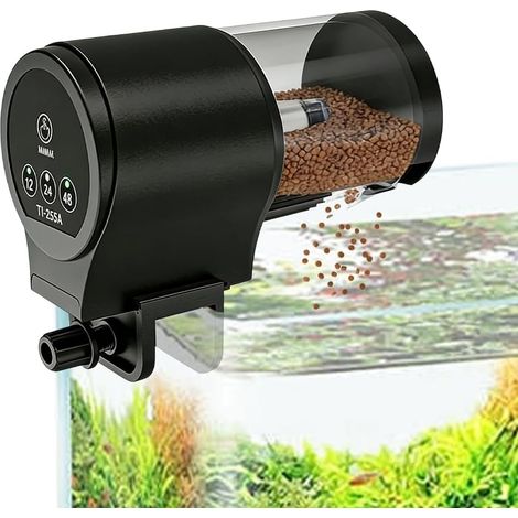 Distributeur Automatique de Nourriture Aquarium 100ml Mangeoire Programmable Idéal Vacances, 3 Modes (1/5)
